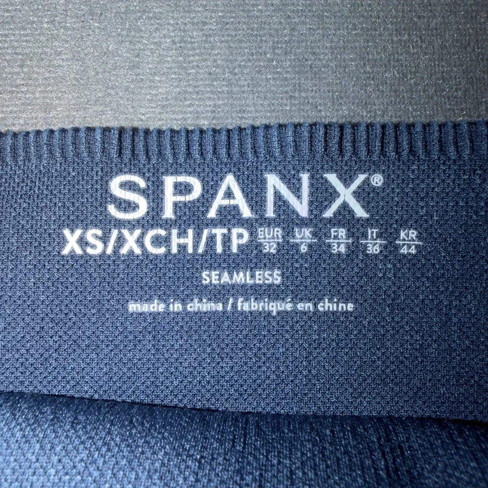 Spanx Soft Stretch‎ Seamless Ribbed Leggings Navy Blue XS Athleisure Lounge Yoga